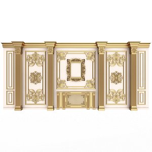 Boiserie Classic Wall with Mouldings 015 White 3D model