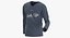 3D Long Sleeve Worn Male V Neck Pose 02 White Blank and Branded Heather
