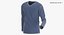 3D Long Sleeve Worn Male V Neck Pose 02 White Blank and Branded Heather