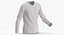 3D Long Sleeve Worn Male V Neck Pose 02 White Blank and Branded Heather