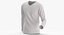 3D Long Sleeve Worn Male V Neck Pose 02 White Blank and Branded Heather