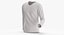 3D Long Sleeve Worn Male V Neck Pose 02 White Blank and Branded Heather