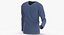 3D Long Sleeve Worn Male V Neck Pose 02 White Blank and Branded Heather