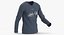 3D Long Sleeve Worn Male V Neck Pose 02 White Blank and Branded Heather