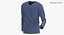 3D Long Sleeve Worn Male V Neck Pose 02 White Blank and Branded Heather