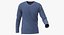 3D Long Sleeve Worn Male V Neck Pose 02 White Blank and Branded Heather