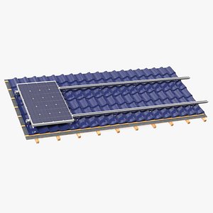 Metal Tile with Solar Panel 3D model