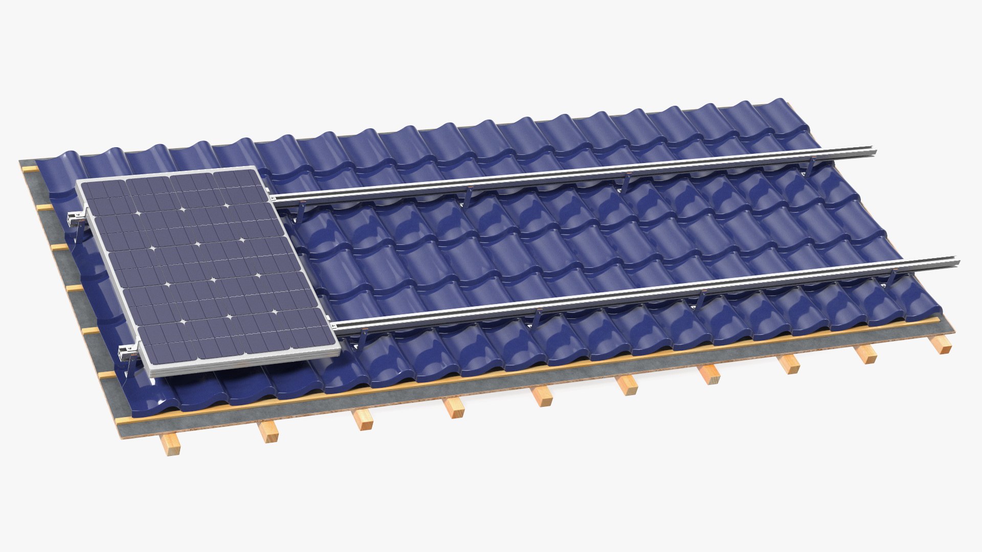 Metal Tile with Solar Panel 3D model preview