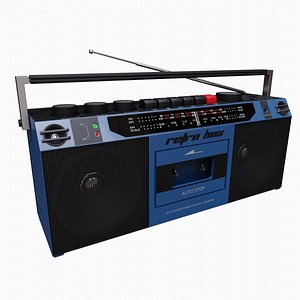3D Boombox retro cassette player 03