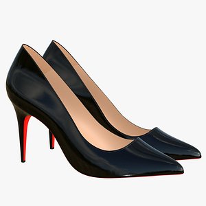 3D Black Leather Shoes Women High Heels