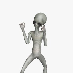 3D model Super-Realistic Gray Alien 3D Animation - Hands Forward Gesture