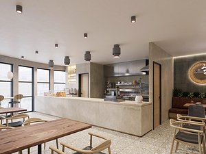 Fast Food Interior 3D Scene High-Quality Corona Render Ready