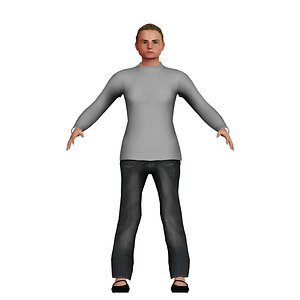 3D model rigged white woman