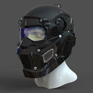 3D helmet h1v1 male head model