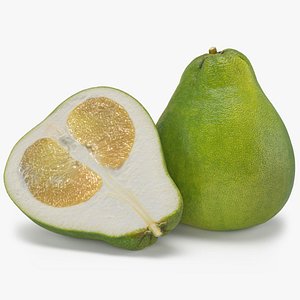 3D model Whole and Half Cut Yellow Pomelo