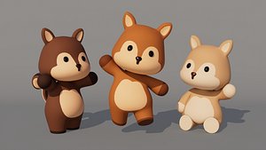 Rigged Cartoon Squirrel 3D model