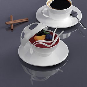 Table set Louis Vuitton plate cup 3D model