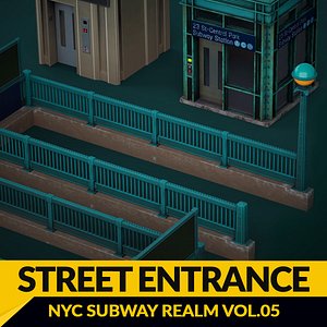 3D Subway Entrance 3D Model NYC Street Stairs Kiosk Modular
