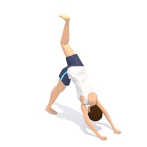 3-Legged Downward Dog Yoga Exercise Woman Animation