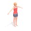 Animation de femme d'exercice de yoga de chien vers le bas à 3 pattes