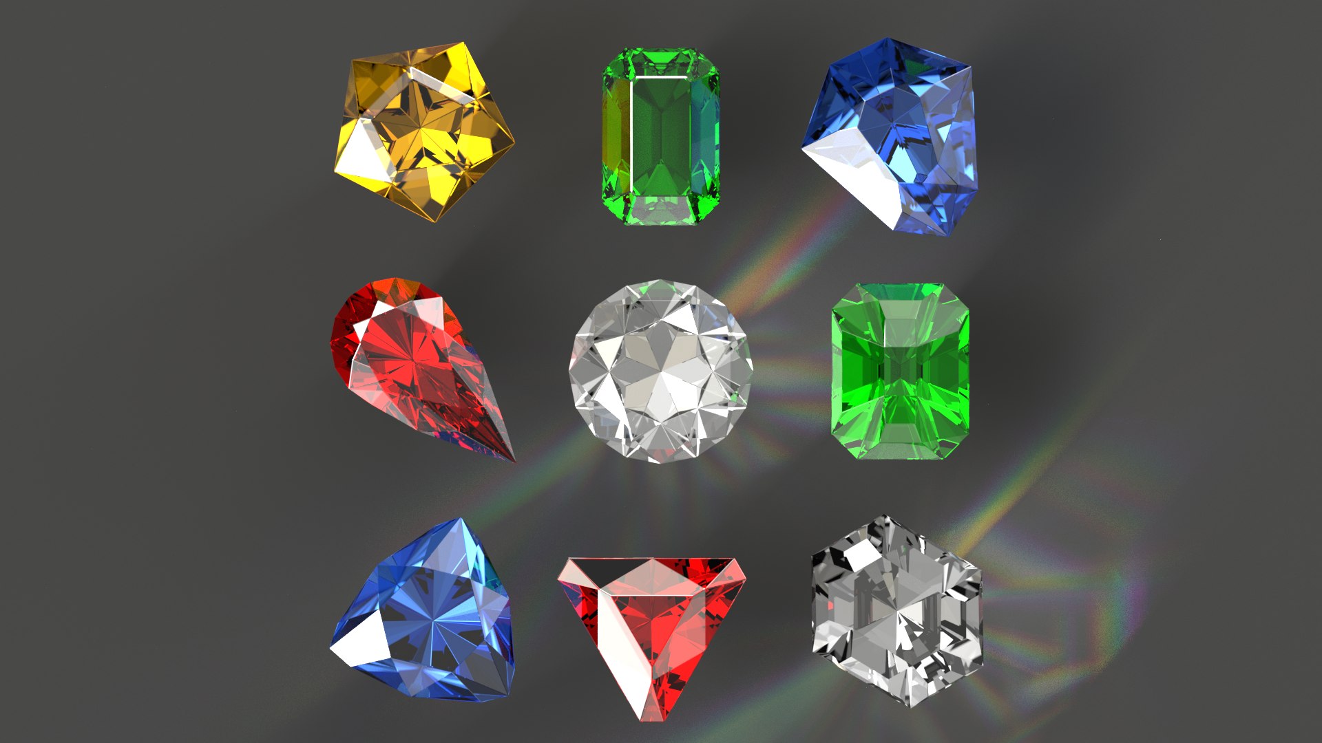 3D 9 Gem Cuts Model - TurboSquid 1360276