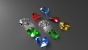 3D 9 gem cuts model