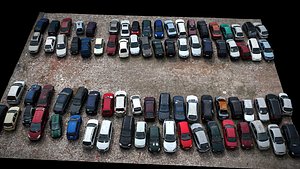 3D cars abandoned parking terrain junkyard part3 drone scan model