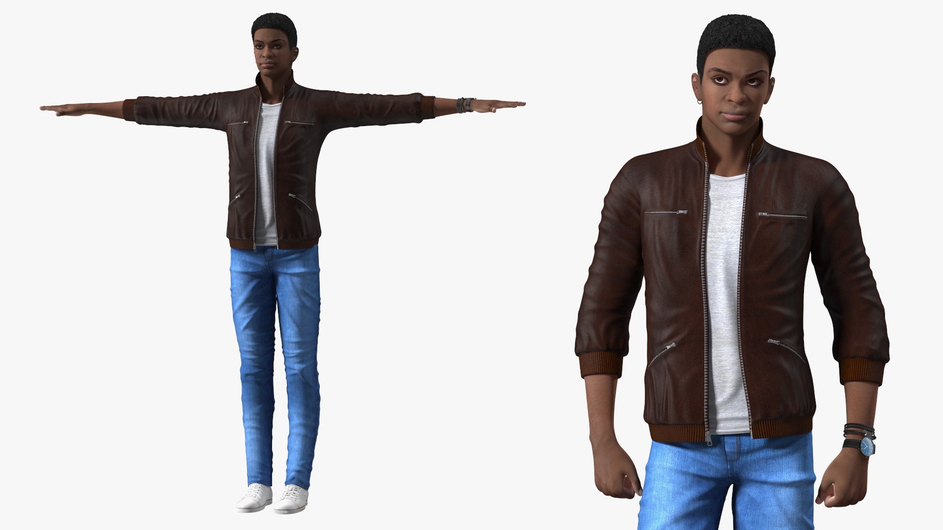 Young Man Light Skin Street Outfit Rigged for Modo 3D model preview