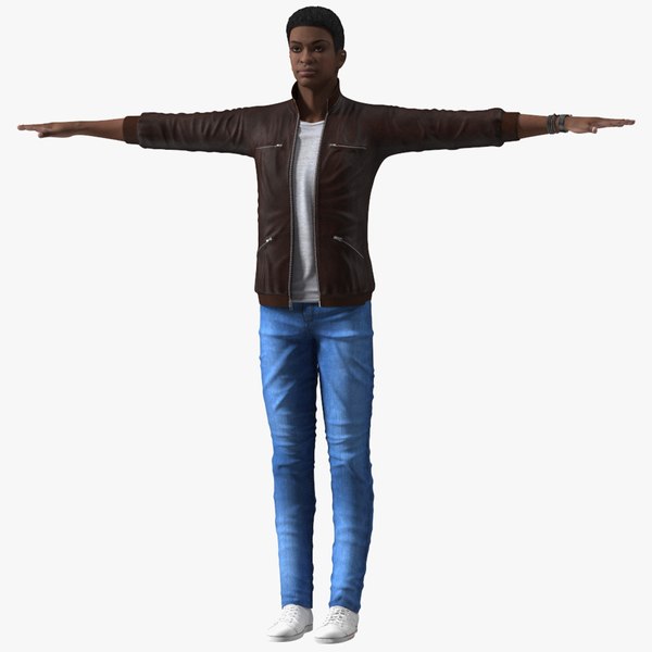 3D Young Man Light Skin Street Outfit Rigged for Modo model