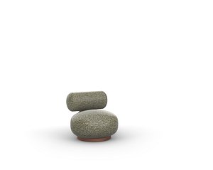 3D Contemporary Sculptural Lounge Chair Moss Green Boucle model