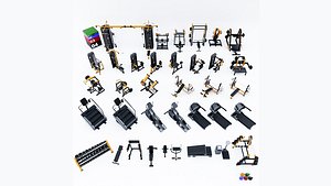 3D 35 Gym Equipment Blender - Fbx - Obj ready model