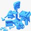 3D model Stylized Low Poly Tools Collection 24 Count
