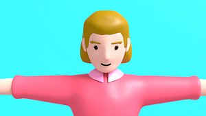 3D woman character motion model