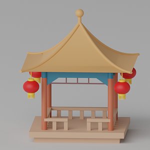 Cartoon Chinese Pavilion 3D model