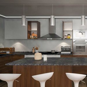 3D modern design kitchen cabinets model