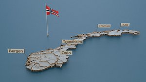 Norway detailed map with flag