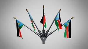Wall Mount Flags 5 Of South Sudan 3D model