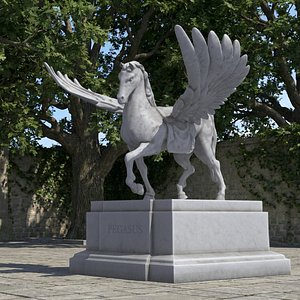 3D Pegasus Marble Sculpture with Spread Wings