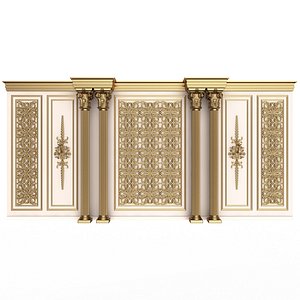 3D Boiserie Classic Wall with Mouldings 013 White