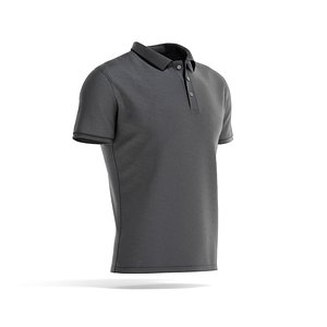 Black Mens Polo-Shirt - sport male jersey tshirt 3D model
