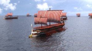 greek warship trireme historically 3D model