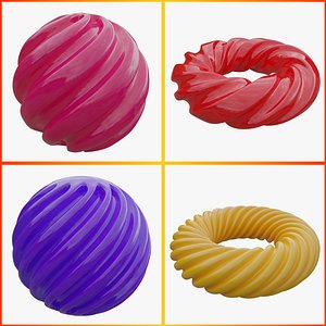 Twisted Balls and Torus Set 3D model
