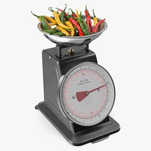 Analog Kitchen Scale with Chili Peppers Black