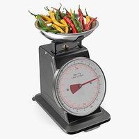 Analog Kitchen Scale with Chili Peppers Black