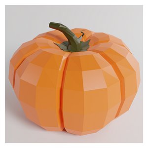 Low Poly Cartoon Pumpkin 3D Model