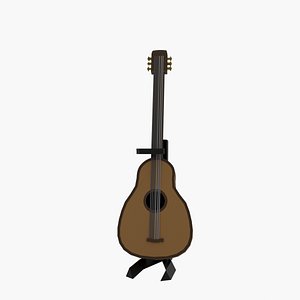3D low poly guitar model