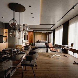 Modern apartment interior 70 sqm 3 2 3D