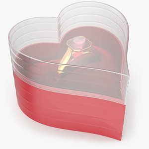 3D Asscher Cut Pink Topaz Wedding Gold Ring In Box V01 model
