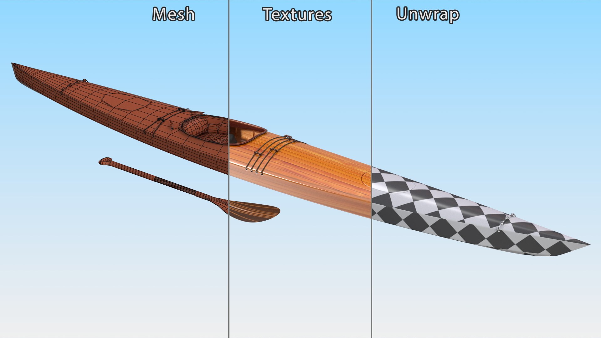 3D Wooden Kayak with Paddle model https://p.turbosquid.com/ts-thumb/51/syM9p0/Mb/woodenkayakwithpaddle3dsmodel016/jpg/1712693099/1920x1080/fit_q87/7c2fd9aeeee27427632afd899601d99575306f90/woodenkayakwithpaddle3dsmodel016.jpg