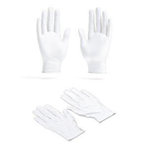 3D White Rubber Gloves 2 Types - disposable medicine latex protective glove model
